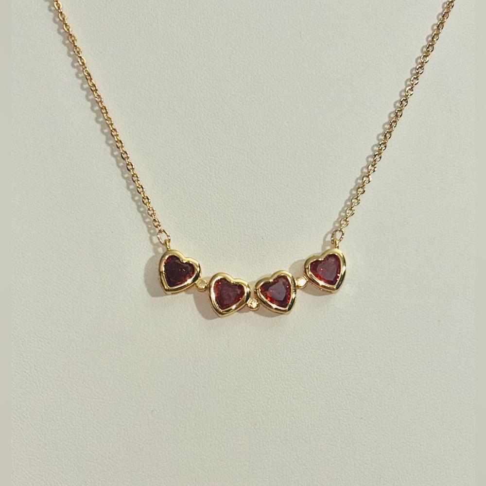 Heart Shaped Clover Magnetic Red & Rose Gold Plated Pendant Necklace - Picture 7 of 12